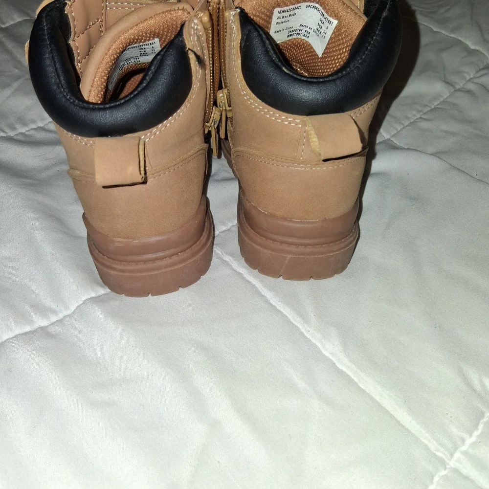 wonder nation Tan Double-Velcro Ankle Boots for Kids